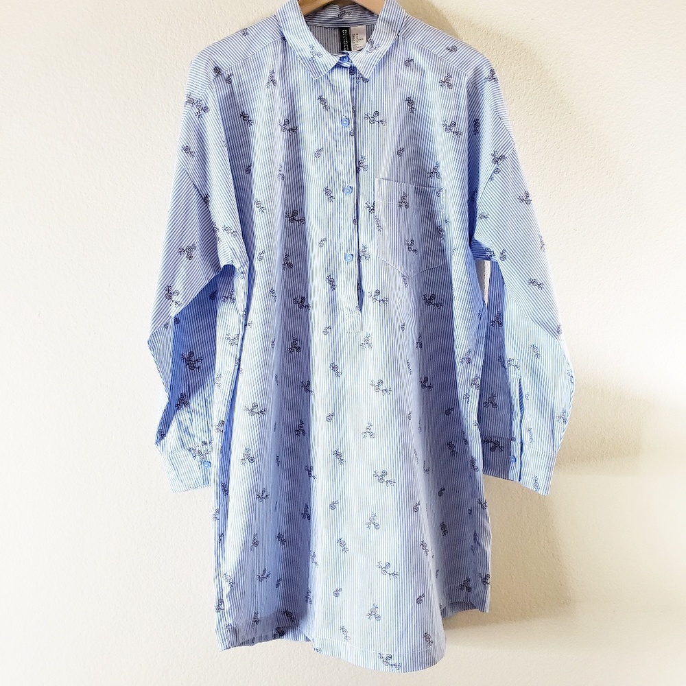 H&M Long Sleeve Striped Floral Tunic Top